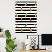 Ananas, zwart strempatroon, ananas canvas poster (Thuiskantoor)