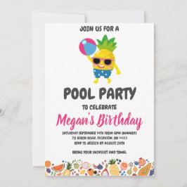 ananas zwembadfeest uitnodigingen
