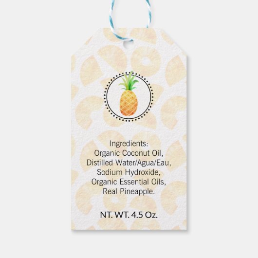 Ananasbad en -lichaam cadeaulabel (Achterkant)