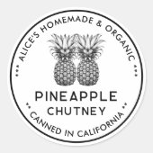 Ananaschutney inmaaklabel ronde sticker (Voorkant)