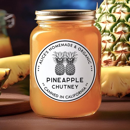 Ananaschutney inmaaklabel ronde sticker