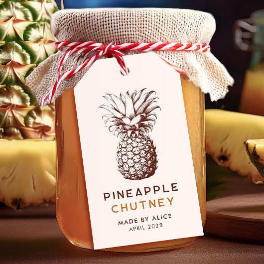 Ananaschutney zelfgemaakte conserve cadeaulabel