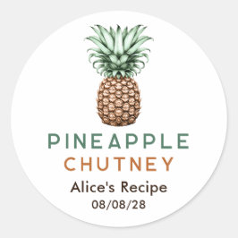 Ananaschutney zelfgemaakte conserve ronde sticker