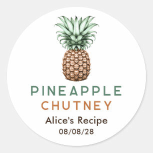 Ananaschutney zelfgemaakte conserve ronde sticker