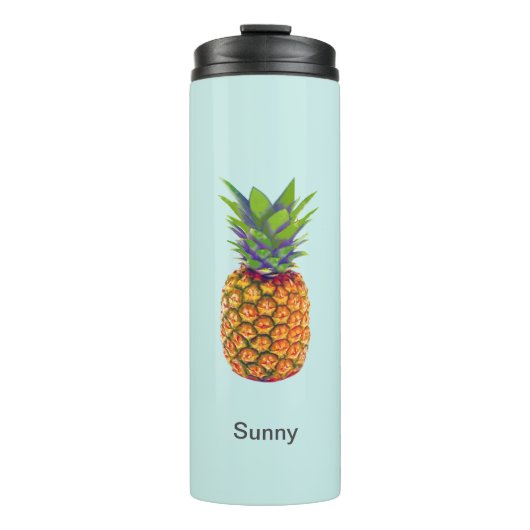 Ananasfruit op lichtblauw thermosbeker (Voorkant)