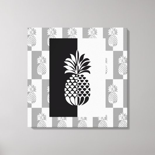 ananaskunst | Modern zwart en wit Canvas Afdruk (Voorkant)