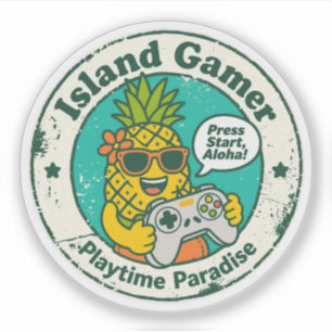 Ananasliefhebber & Gamer "Speeltijd Paradijs Eilan Sticker