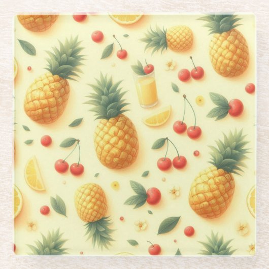 ananasparade glazen onderzetter (Voorkant)