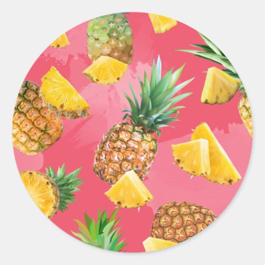 Ananaspatroon 5 ronde sticker (Voorkant)