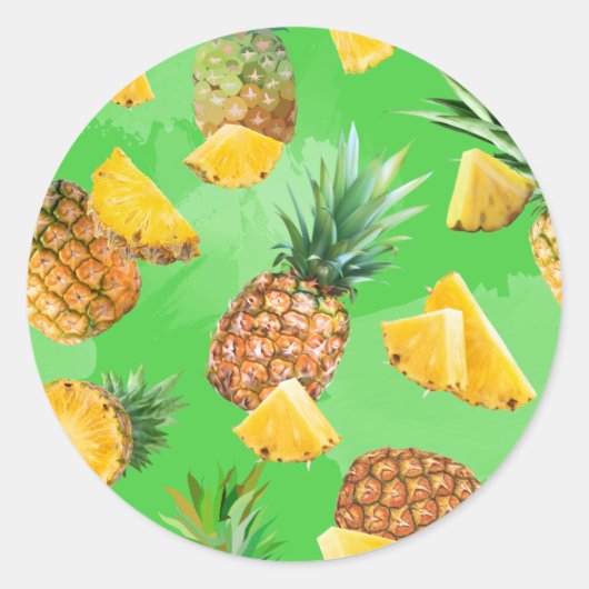Ananaspatroon 6 ronde sticker (Voorkant)