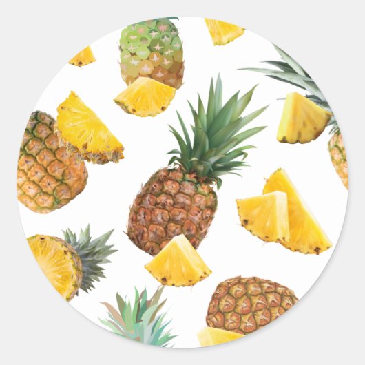 Ananaspatroon Ronde Sticker (Voorkant)