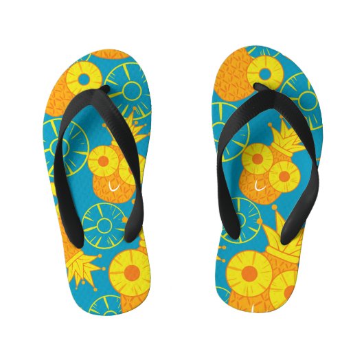 Ananasringen: Doodle Cartoon . Kinder Teenslippers (Voetbed)