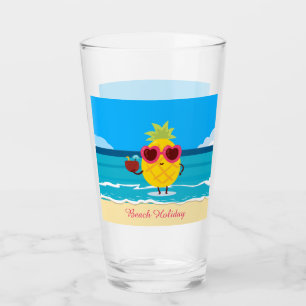 Ananassap fruit op Beach Holiday Cute Colorful Glas