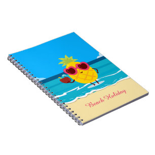 Ananassap fruit op Beach Holiday Cute Colorful Notitieboek