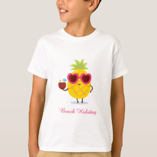 Ananassap fruit op Beach Holiday Cute Colorful T-shirt