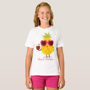 Ananassap fruit op Beach Holiday Cute Colorful T-shirt
