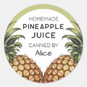 Ananassap zelfgemaakt conserveringslabel ronde sticker (Voorkant)