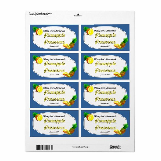 Ananasseideconservenetiketten Etiket (Full Sheet)