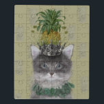 ananassekat puzzel<br><div class="desc">Kat,  Pineappel Pus door FabFunky. Hij heeft een fancy kat met een ananas en een tiara. | 191552D</div>