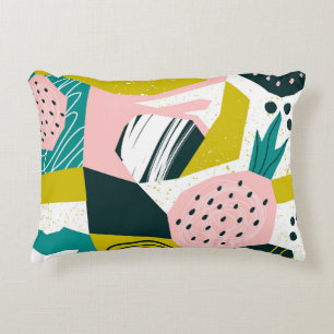Ananassen Abstract: kleurrijke naadloze patchwork Accent Kussen