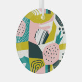 Ananassen Abstract: kleurrijke naadloze patchwork Glas Ornament (Voorkant Rechts)