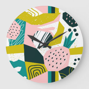 Ananassen Abstract: kleurrijke naadloze patchwork Grote Klok