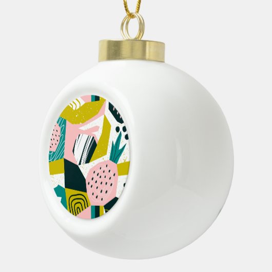 Ananassen Abstract: kleurrijke naadloze patchwork Keramische Bal Ornament (Rechts)