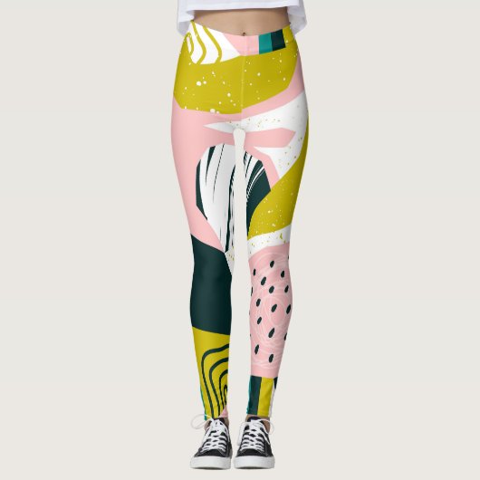 Ananassen Abstract: kleurrijke naadloze patchwork Leggings (Voorkant)