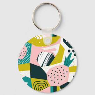 Ananassen Abstract: kleurrijke naadloze patchwork Sleutelhanger