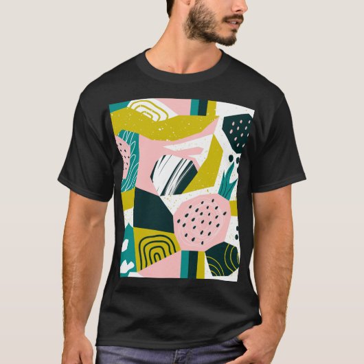 Ananassen Abstract: kleurrijke naadloze patchwork T-shirt (Voorkant)