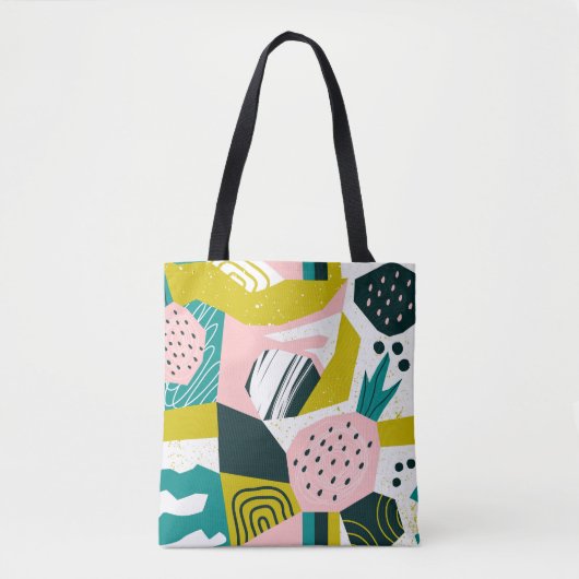 Ananassen Abstract: kleurrijke naadloze patchwork Tote Bag (Voorkant)