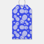 ananassen en madeliefje wit blauw label cadeaulabel (Voorkant)