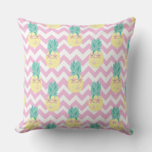 ananassen en roze Chevron Buitenkussen