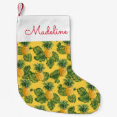 ananassen en tropische bladeren | Jouw namen toevo Kleine Kerstsok (Voorkant)