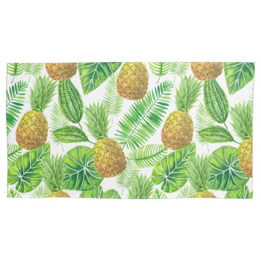 ananassen en tropische bladeren kussensloop (Voorkant-Links)