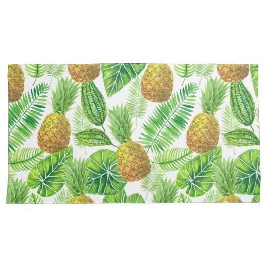 ananassen en tropische bladeren kussensloop (Voorkant-Rechts)