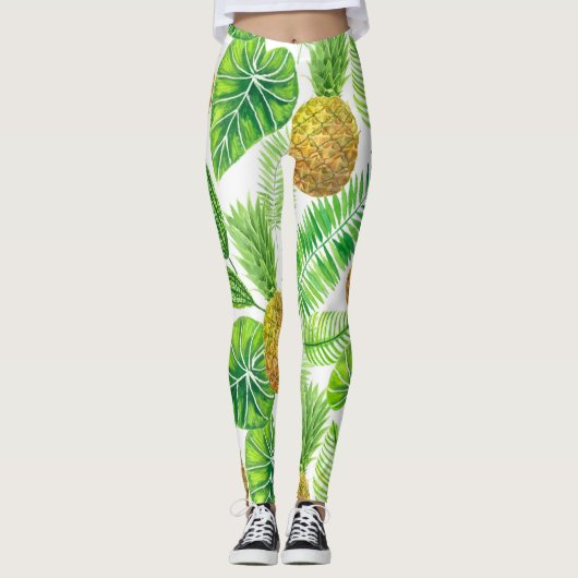 ananassen en tropische bladeren leggings (Voorkant)