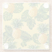 ananassen en tropische bladeren op goud glazen onderzetter (Achterkant)