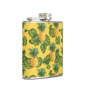 ananassen en tropische bladeren op goud heupfles (Rechts)