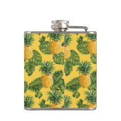 ananassen en tropische bladeren op goud heupfles (Achterkant)