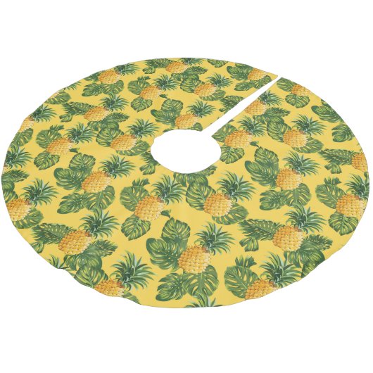 ananassen en tropische bladeren op goud kerstboom rok (Gekanteld)