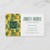 ananassen en tropische bladeren op goud visitekaartje (Voorkant)