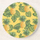 ananassen en tropische bladeren op goud zandsteen onderzetter (Voorkant)