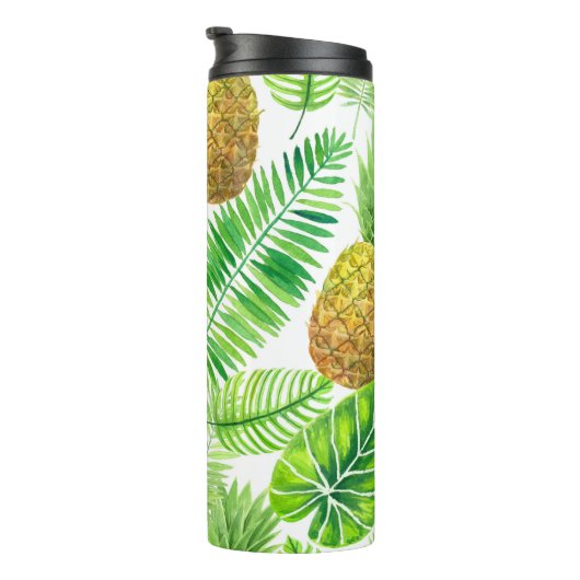 ananassen en tropische bladeren thermosbeker (Geroteerd rechts)