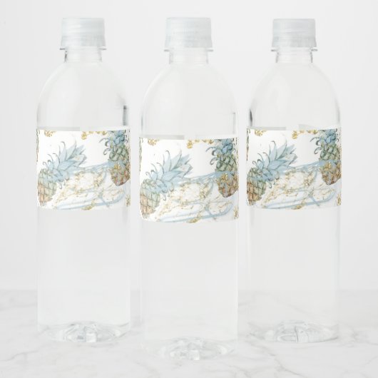 Ananassen Goud Glitters Glans Verjaardagsfeestje Waterfles Etiket (Flessen)