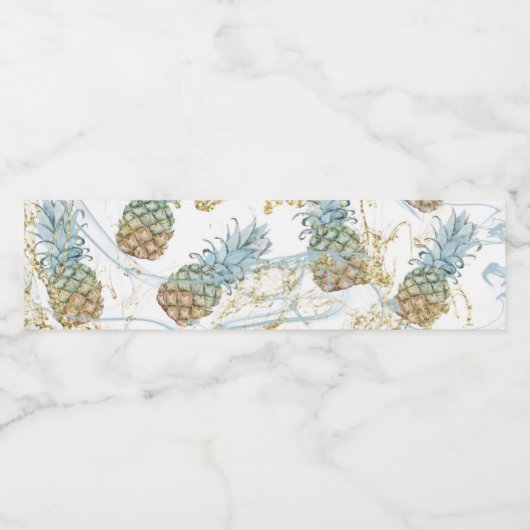 Ananassen Goud Glitters Glans Verjaardagsfeestje Waterfles Etiket (Enkel label)