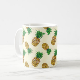 ananassen met zonnebrillen met handschilderd koffiemok
