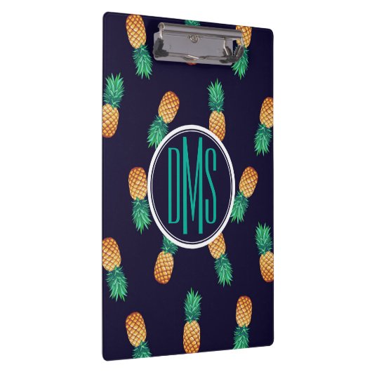 ananassen op de marine | Monogram Klembord (Rechts)