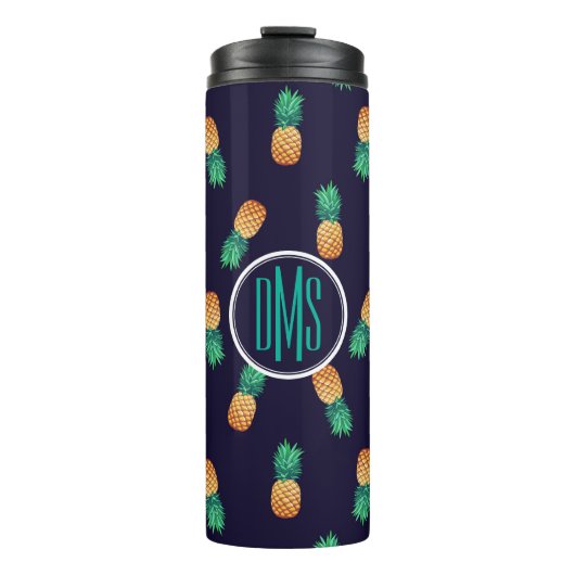 ananassen op de marine | Monogram Thermosbeker (Voorkant)