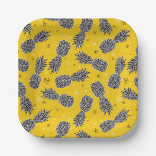 ananassen op goud papieren bordje (Voorkant)